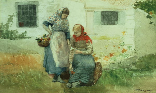 (image for) Handmade oil painting Copy paintings of famous artists Winslow Homers Paintings Picking Flowers 1881